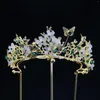 Haarklammern Vintage Braut -Tiaras Kristallkronhaarbänder elegante Blumenkranz Tiara Hochzeitszubehör Braut Stirnband Schmuck Schmuck