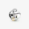 100% 925 Sterling Silver Two-Tone Heart and Lock Charm Fit Original European Charmel Blacelet Fashion Wedding Sieraden Accessoires2872