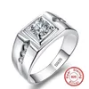 Classico 100% 925 Sterling Silver 6mm 1ct Cz ​​Impegno di fidanzamento per gli anelli per matrimoni per uomini amanti simulato Diamond Platinum Dimensioni 7-3061