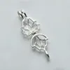 Lotus Flower Blossom Pendant Small Lockets 925 Sterling Silver Gift Love Wishing Pearl Cage 5 Pitch296r