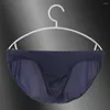 Men de sous-pants hommes Briefs de soie de glace basse taille sexy sous-vêtements u convex pochette hremptable lingerie string sans couture adaptée