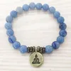 SN1108 Высококачественный браслет ручной работы Blue Aventurine Bracelet Antique Brass Om Buddha Lotus Bracelet Bired для HIM2547