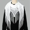 Scarves Black White Thread Thin Long Shiny Sunscreen Shade Shawl Female Hollow Lace Tassel Party Evening Dress Cloak Scarf