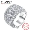 Yhamni Oryginalne solid 925 Srebrne pierścienie luksusowe modne pierścienie dla kobiet dla kobiet mikro cz cyrkon kryształowa biżuteria RA0146210D