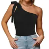 T-shirts pour femmes Summer One épaule Entraîneur Bow Solid Shirt Off the Slim Tops