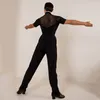 Stage Wear Latin Dance Clothes For Men Short Sleeves Black Ballroom Tops Practice Performance Shirts Adult Salsa Costume