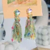 Stud Earrings Pink/Green Tassels Star Woolen Yarn Woven Ear Drop Colorful Earwear Ornament For Women