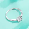 Rings a cluster Real 925 Sterling Silver 1 Moissanite Classic 4 Prong Ring Women's Mother's Day Belierry