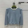 24SS Women Sweaters Designer Tops Pullover Runway Brand Extra Fine Fine Shiot Top Designer Crop Top Shirt Elasticità Elasticità Elasticità Elasticità ricamata da maglieria per maglieria ricamato