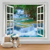 Tapestries 3D Nature Landscape Tapestry Window Scenery Asthetic Room Decor Living Wall Canvas Hanging Carpet