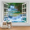 Tapissries 3D Nature Landscape Tapestry Window Scenery Asthetic Room Decor Living Wall Canvas Hängande matta