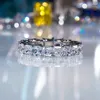 Cluster Rings Tennis High Carbon Diamond Ring for Women S925 Sterling Silver Platinum Plated Wedding Fine Jewellry Anniversary Gift