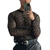 Men's T Shirts High Street T-shirt Loose Long Sleeve Underlay American Fashion Lace Hollow Fit Black Slim Top Clothing Vintage