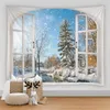 Tapestries 3D Nature Landscape Tapestry Window Scenery Asthetic Room Decor Living Wall Canvas Hanging Carpet