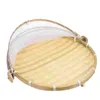 Dinnerware Sets Bamboo Dustproof Basket Woven Pastoral Style Container Tent Storage Holder Fruit Tray Picnic Handmade