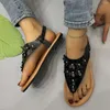 Sandales Flip-Toe pour femmes Summer Outdoor Chaussures plates confortables pour la mode PU Flower Pu en cuir