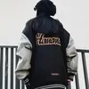 Mäns Patchwork Baseball Jacket Autumn Loose High Street Letter broderade kvinnliga rockar Bomber Spring Unisex 2023 231222