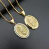 Vierge Mary Pendants Neckalce Gold Silver en acier inoxydable Colliers de pendentif rond pour hommes Women Jewerly 2021204U