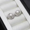 Boucles d'oreilles en perles naturelles luxueuses pour femmes 925 Boucles d'oreilles en argent strelling