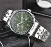 Men Mens Br Brietlings Watches Watching Cała Dial Work Quartz Watch Navitimer 1884 Kalendarz luksusowa marka chronograph zegar stalowy pasek mody na ręce B099