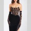 Casual jurken Zabrina Vintage Velvet Lace Cocktail Dress Women Elegant Sexy Strapless High Split Party Onregelmatige Wikkel Hip Evening