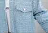 Koreanska glänsande paljetter jean jacka kvinnor denim jackor kvinnlig vintage lös frayed kappa flickor avslappnad outwear lady 231222