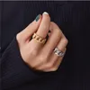 Peri'sbox Gold Silver Color Chunky Chain Rings Link Ed Geometric Rings for Women Vintage Open Rings Justerbara Trendy301Q