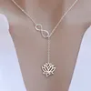 Everfast Whole 10pc Lot Infinity och Lotus Lariat Pendants Statement Necklace Women Long Chain Collier Femme Jewelry Accessori327p