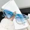 Sonnenbrille Anti Blue Light Oval Woman Cat's Augen Sonnenbrille Vintage weibliche Ellipse Brille