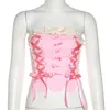 Damestanks Sexy Bow Pink Bandage Bandeau Corset Tops Japanse 2000s Style Y2K Crop Vest Coqueclothes Tankbuis Top Lolita Camisas