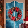 Dekoratif çiçekler ön kapı asılı Noel çelenk çelenk kırmızı kutu dekor dekorasyon xmas için ev oturma odası sundurma