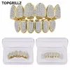 Europe et Amérique Hip Hop Iced Out CZ Gold Dentans Grillz Grillz Bottom Bottom Diamond Dents Grillzs Set Men Women Grills242b