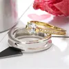 With Side Stones Eleple Bridal Sets Yellow White Gold Color Ring Wedding Rings For Women Fashion Jewelry Lovers Gifts Drop VSR152