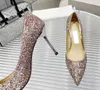 Saltos altos e pontiagudos com lantejoulas, sapatos formais de grife, altura do salto 6,5cm 8,5m, festa de casamento de noiva sapatos confortáveis, caminhando eu35-40 com caixa