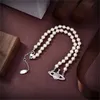 Designer Pearl Chokers for Women Luxury Viviene Pendant Halsband Kedja Pendants Retro smycken Fashion Accessories Westwood 456757