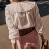 Women's Blouses ZESSAM Lace Embroidered Hollow Out Women Shirt Doll Collar Long Sleeve Button Cardigan Vintage Classic Casual Lady Top 2024