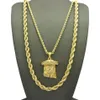 HIP HIP ICED OUT JESUS FACE PENDANT W 24 10mm 30 ROPE CHAIN NECKLACE SET 2 PCS Necklace Set Rapper Accessories279Z