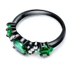 Стиль моды Rainbow Mystic Oval A+ Green CZ Обручальное кольцо для женщин -черно -золото обручальная вечеринка Anel Оптовая