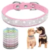 Collares de perros Hebilla XXS-L ALEA DE FIBRA GLITTRA PEQUEÑO CONJUNTO CRISTAL CRISTAL Dogs Dogzinc Gatos de gamuza de gamuza para