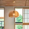 Lustres style japonais Vintage Pumpkin Pendant Lights Chambre de chambre à coucher lampe en bois suspendu moderne salle à manger à la maison