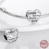 925 Sterling Silver Dangle Charm DIY Heart Shape Dangle Charms For Mom Son Daughter Sister Friend Bead Fit Pando Charms Bracelet DIY Jewelry Accessories