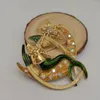 Brooches European And American Retro Art Niche Design Exquisite Craft Three-dimensional Color Glaze Mermaid Brooch