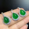 Jóias finas por atacado de zircão clássico verde jade calcedonia chalcedony pingente colar de jóias de jóias esterlinas