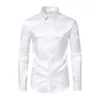 Men's Casual Shirts Button Front Shirt Smooth Silky Satin Formal Business With Long Sleeve Turn-down Collar Single-breasted For Club