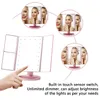 Portable 3 Foldable Vanity Mirror With 22 LED Lights 123X Magnifying 180 Rotation Adjustable Touch Dimmer Table Makeup Mirrors 231222