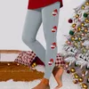 Leggings pour femmes shorts de sous-vêtements pour femmes pour l'entraînement sur le bloc de couleur d'impression de Noël pantalon de legging extensible doux