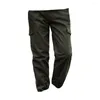 Calça masculina cor sólida de bolso seguro mass de calça de calça durável ao ar livre com tecido respirável múltiplo para acampar