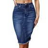 Scherma di gonna coreana Galnello in denim Donne vintage Pulsante High Waist Pencil Blue Slim Jean Female Girls Streetwear