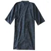 Men's Sleepwear Men Sexy V-Neck Lingerie Kimono Robe Gown Japanese Steaming Bath Nightgown Long Cotton Home Dress Loose Bathrobe