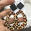 Bengelen oorbellen gesneden holle traan houten print cheetah luipaard zebra statement houten zwarte vierkante waterdrop sieraden geschenken voor vrouwen